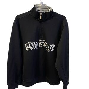 Big Dogs Scrip Spelled Out 1/4 Zipper Sweater/ Sweatshirt  Black - Sz L - NWOT